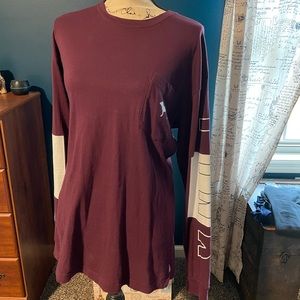 PINK medium long sleeve pocket tee